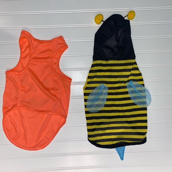 Dog Halloween Costume Set of 2 Size Small Pumpkin and Bumble Bee with Hood Doggy - Picture 2 of 5